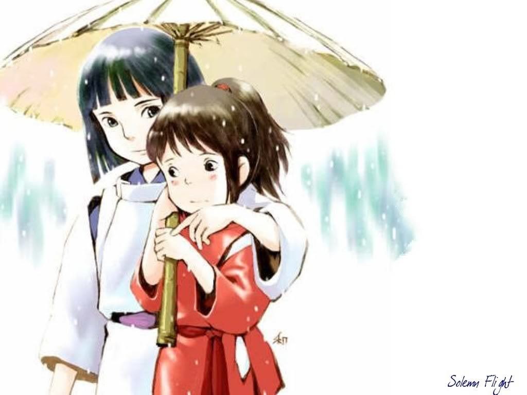 Two girls under an umbrella