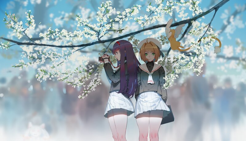Two Girls under Blossoms