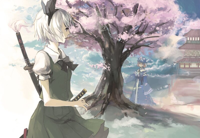 Two Girls under Cherry Blossom