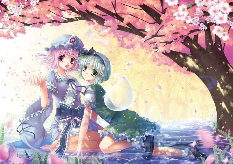 Two Girls under Cherry Blossoms — Pink