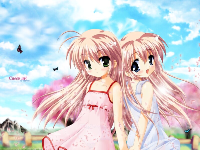 Two girls under cherry blossoms