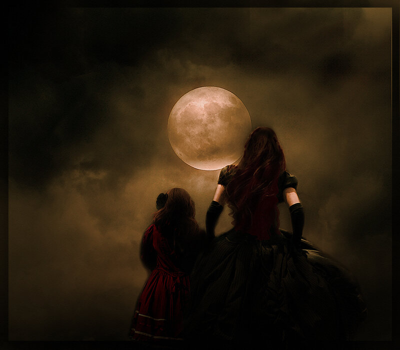 Two Girls under Moon