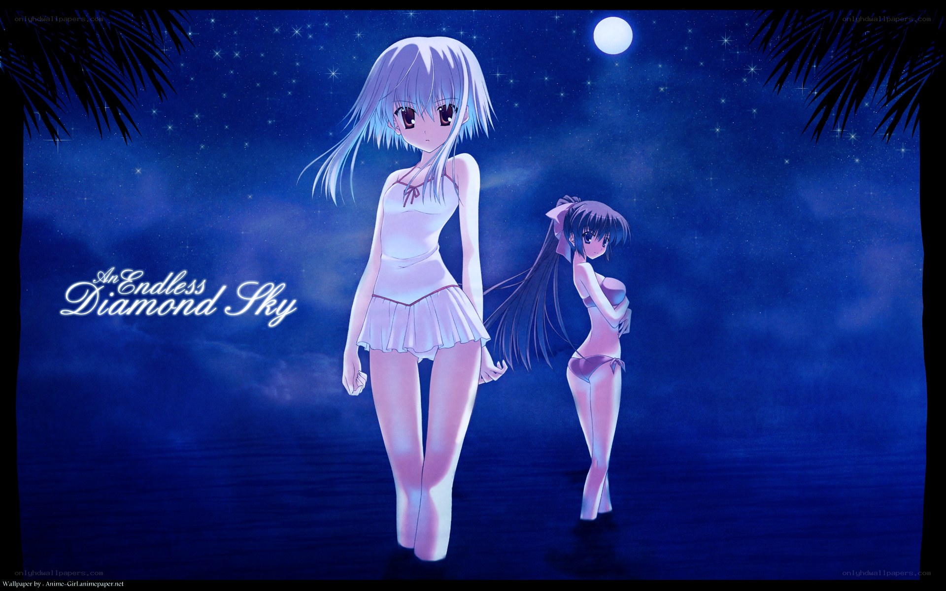 Two girls under starry sky