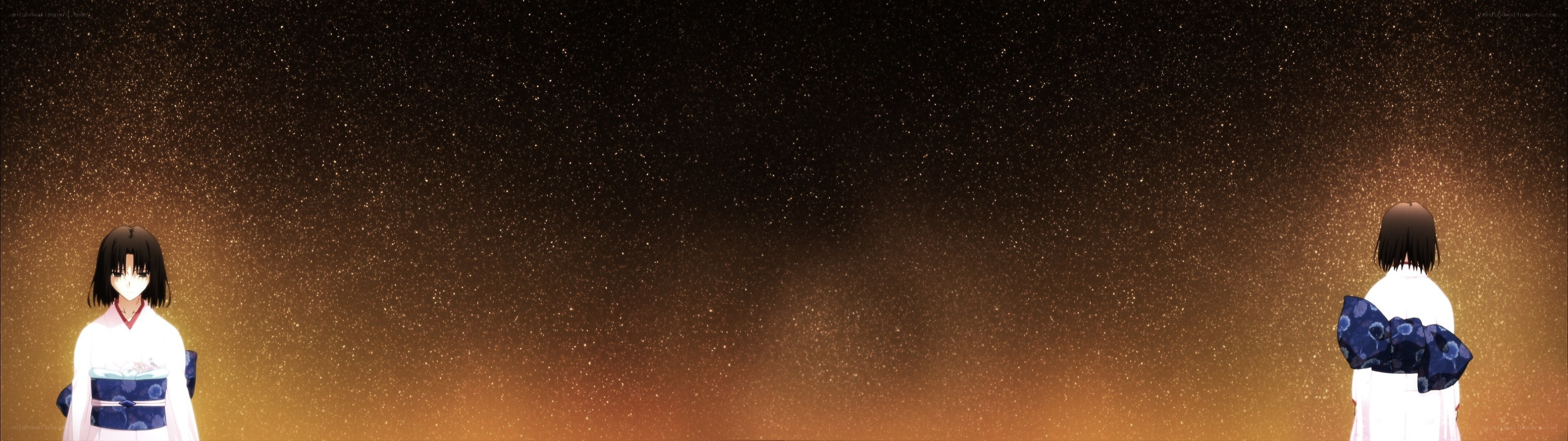 two girls under starry sky