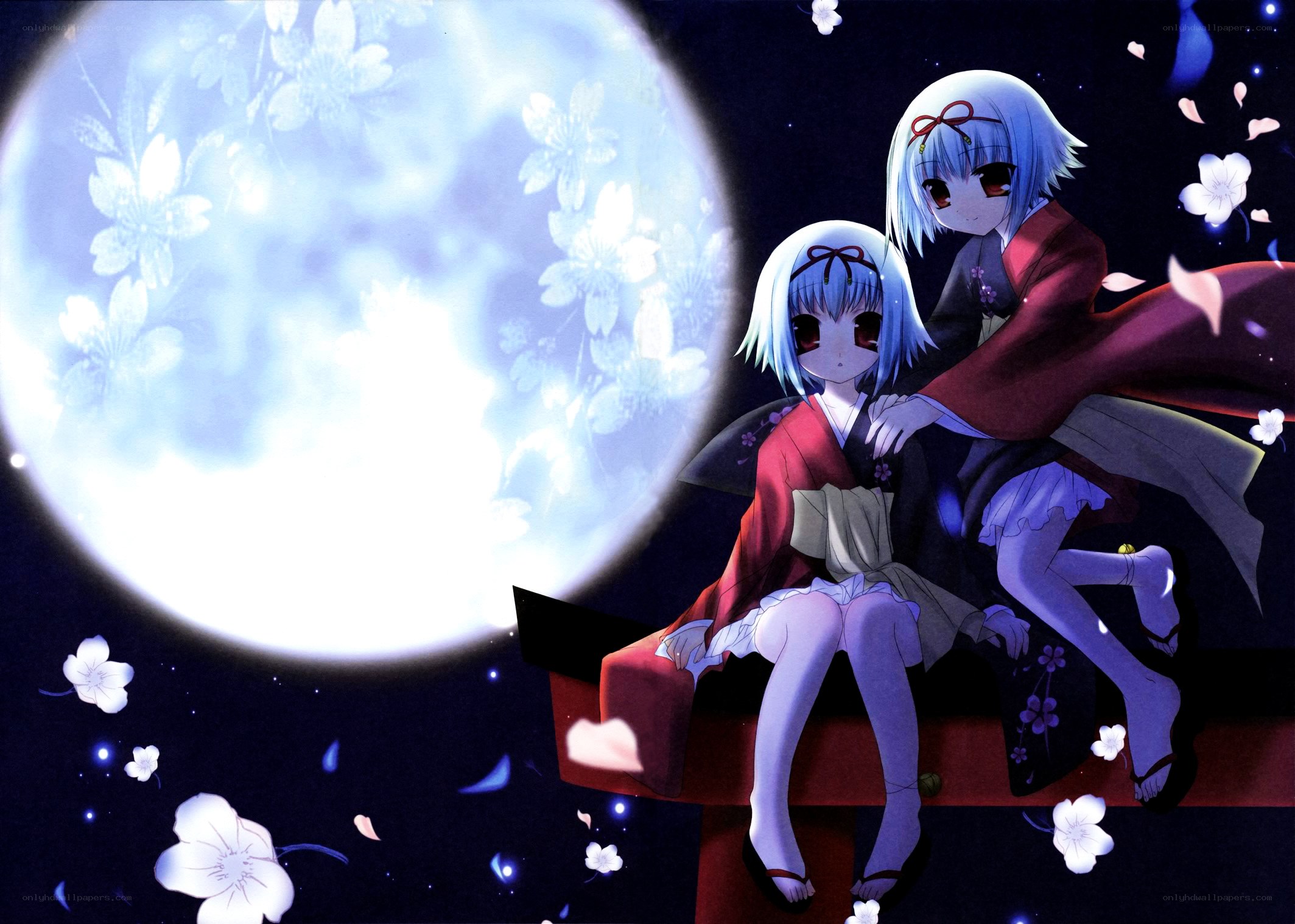 Two girls under the moon