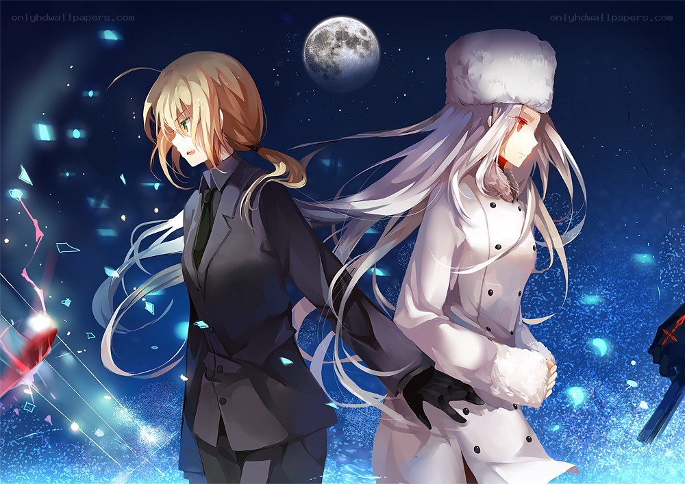 Two girls under the moon