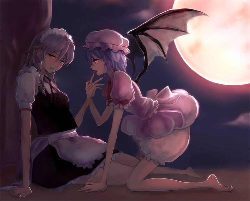 Two girls under the moon