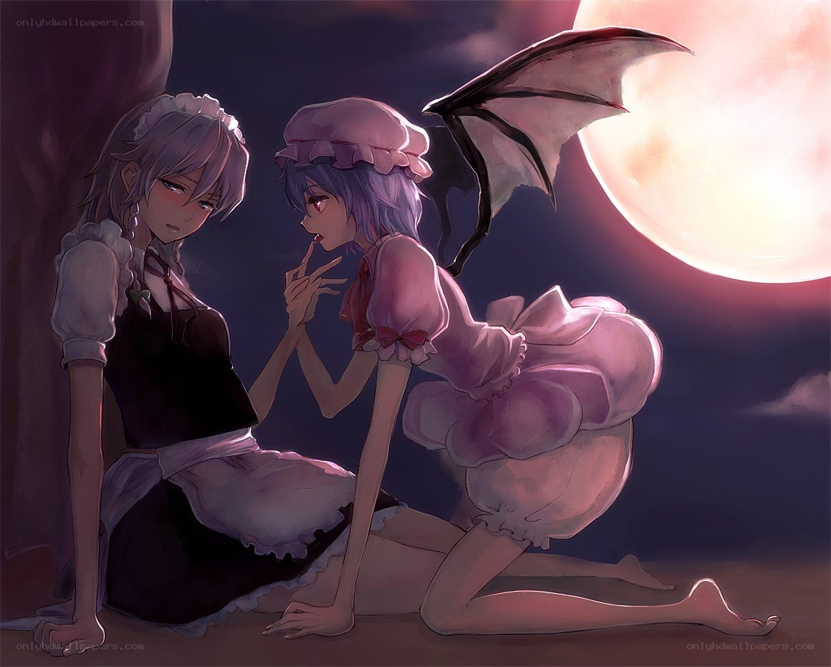 Two girls under the moon