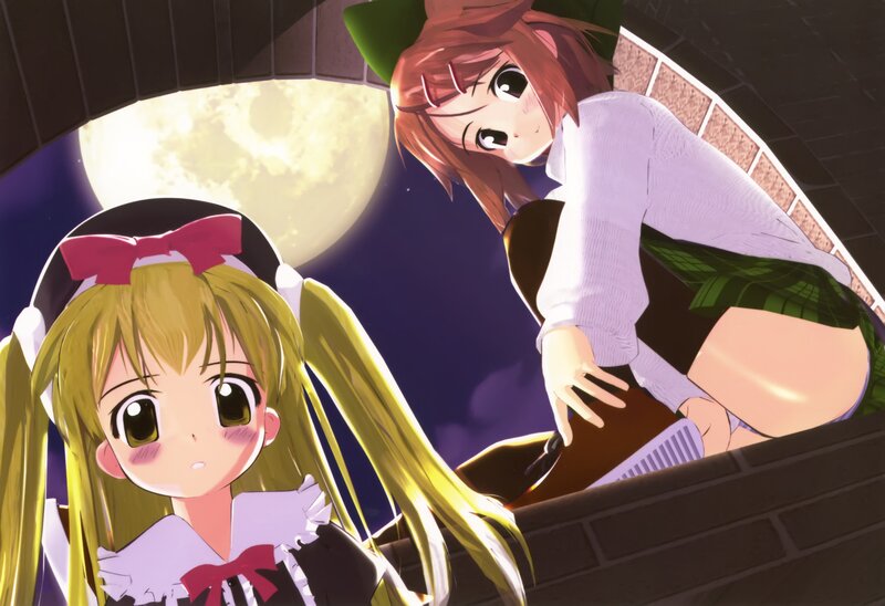 Two girls under the moon