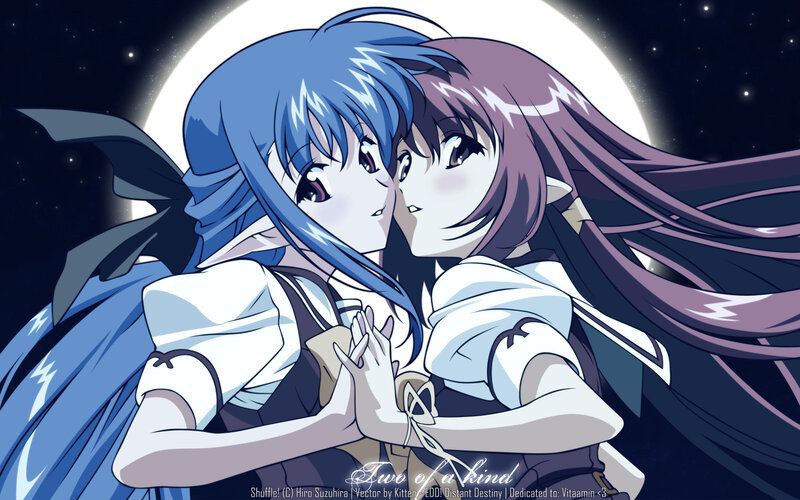 Two girls under the moon