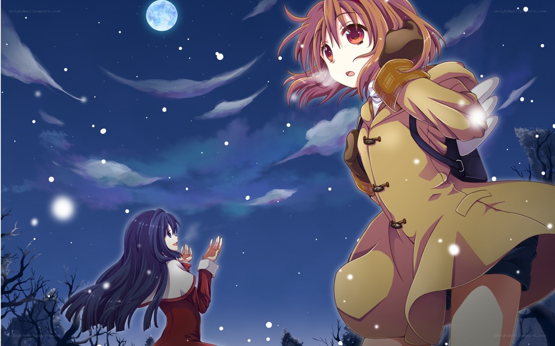 Two girls under the moon