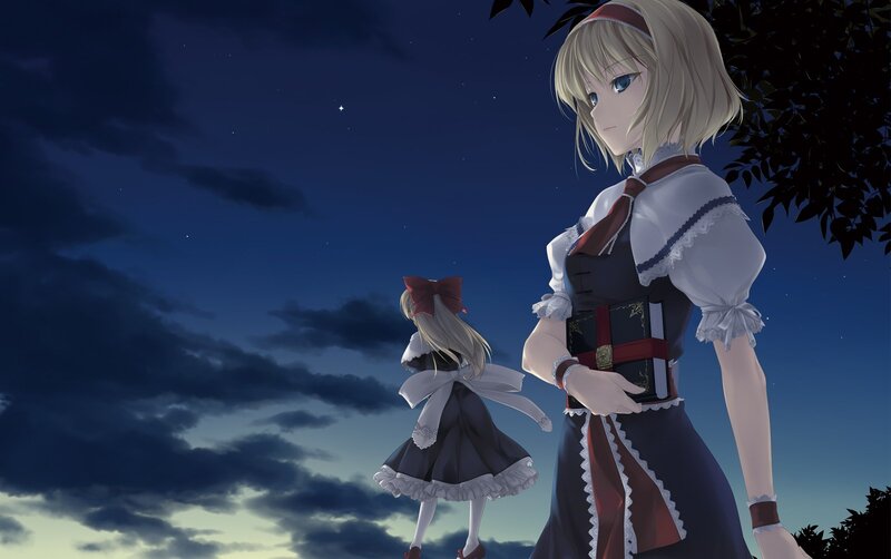 two girls under the night sky