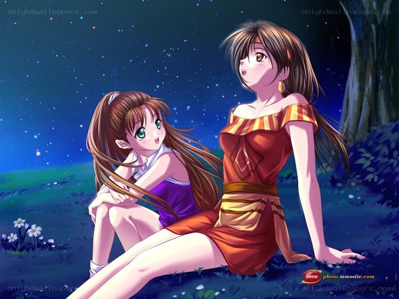 Two girls under the stars