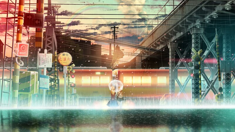 Two Girls under Umbrella — Orange
