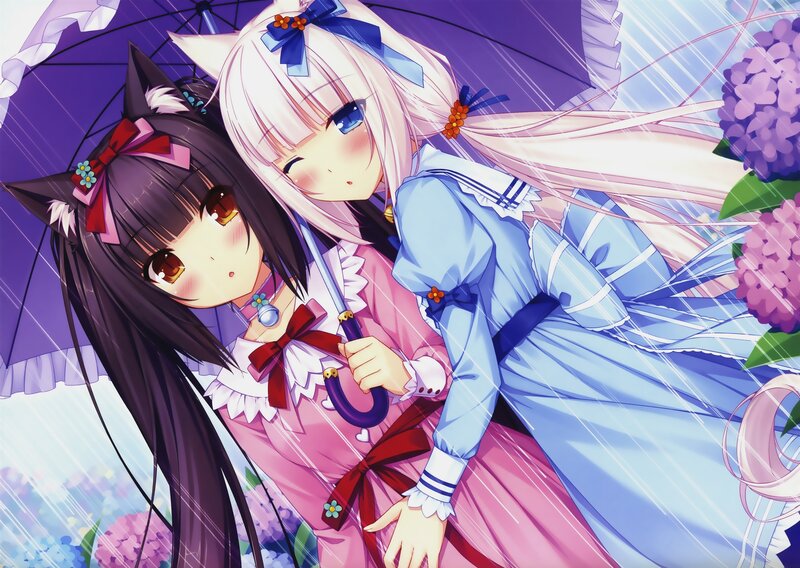 Two Girls under Umbrella — Purple, Calm