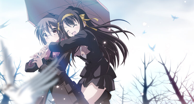 Two Girls under Umbrella