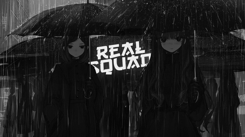 Two Girls under Umbrellas — Black