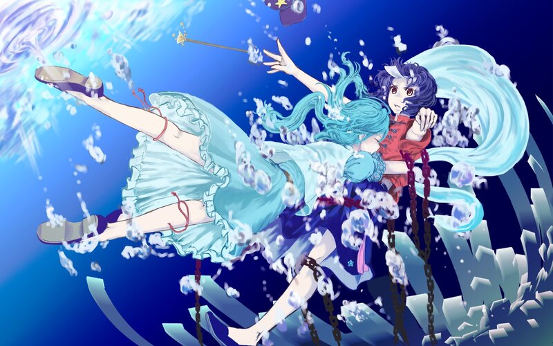 Two Girls Underwater — Blue, Dramatic