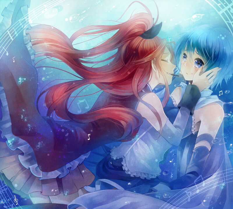 Two Girls Underwater — Blue, Dreamy