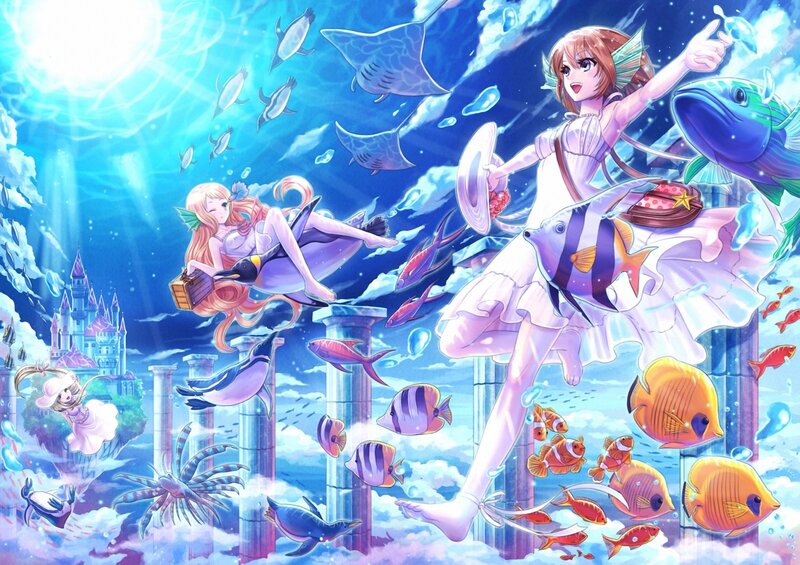 Two Girls Underwater — Blue, Fantastical