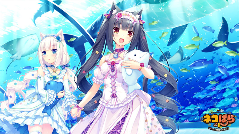 Two Girls Underwater — Blue, Serene, Anime, Fish