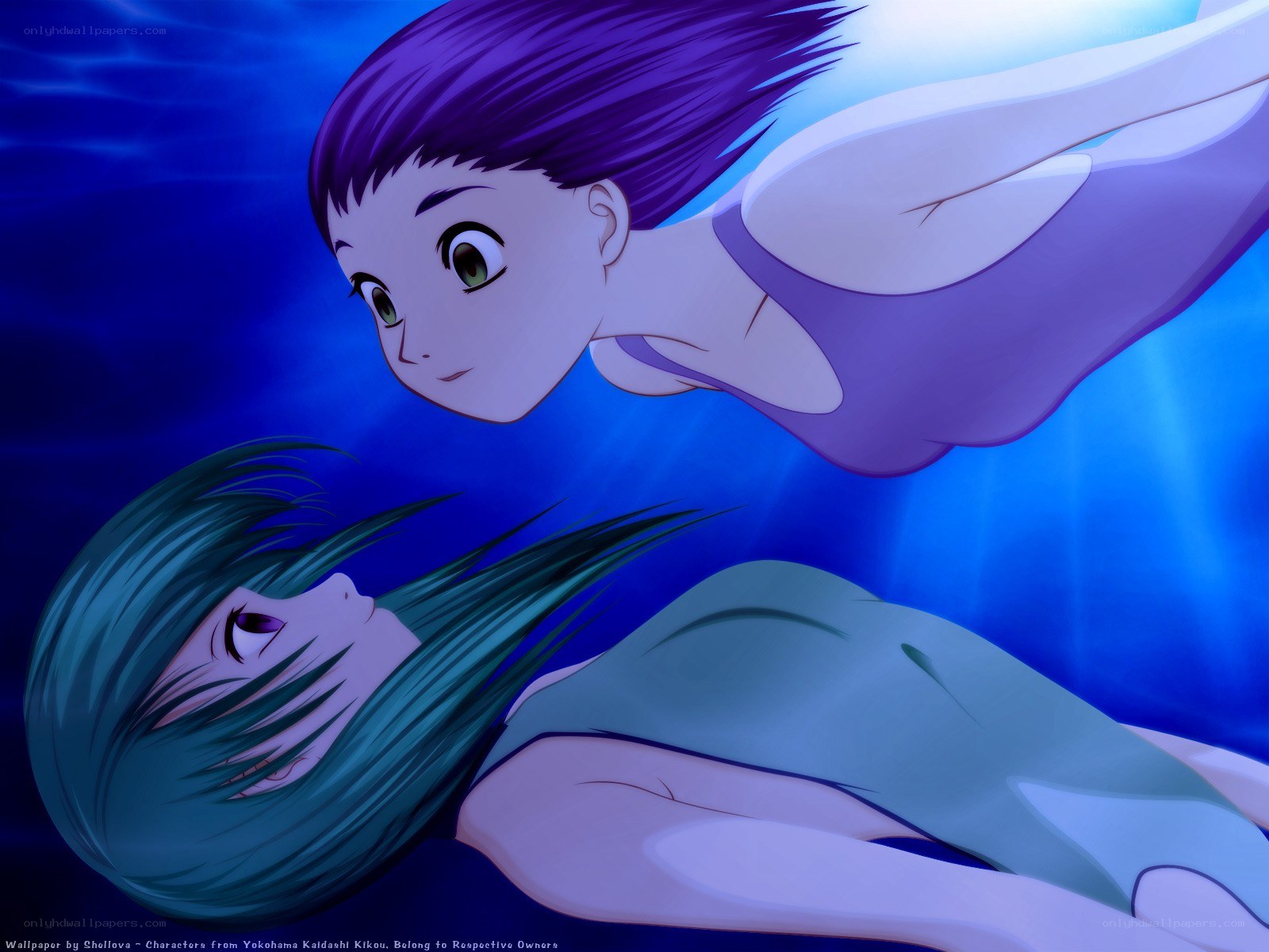 Two girls underwater