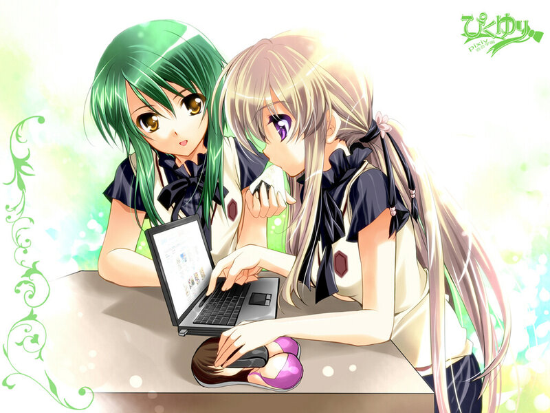 Two Girls Using Laptop