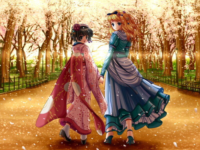 Two Girls Walking — Pink