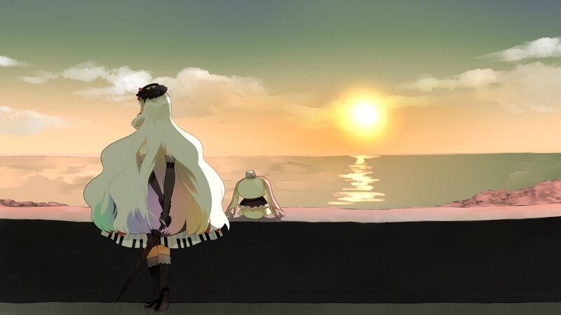 Two girls watch the sunset