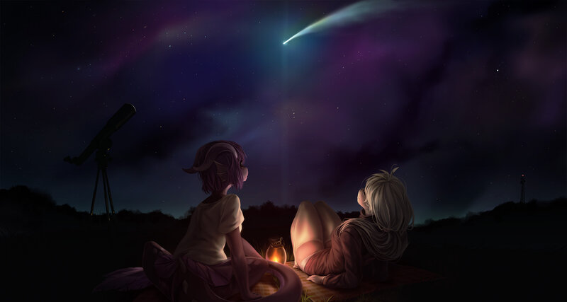 Two Girls Watching Meteor