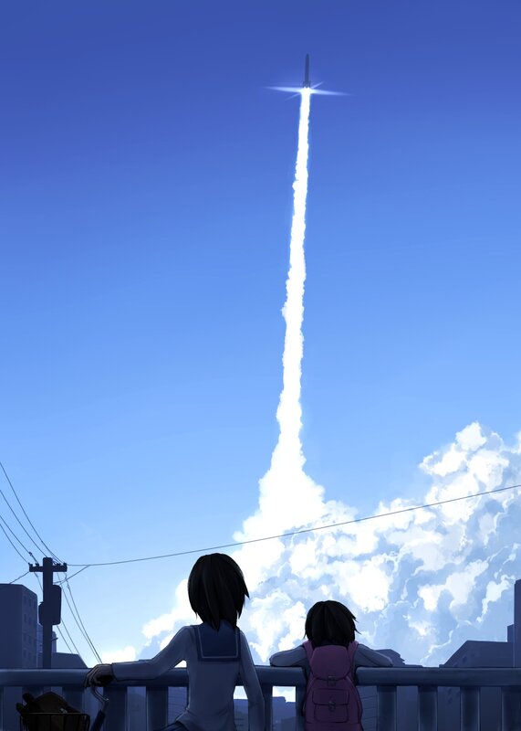 Two Girls Watching Rocket