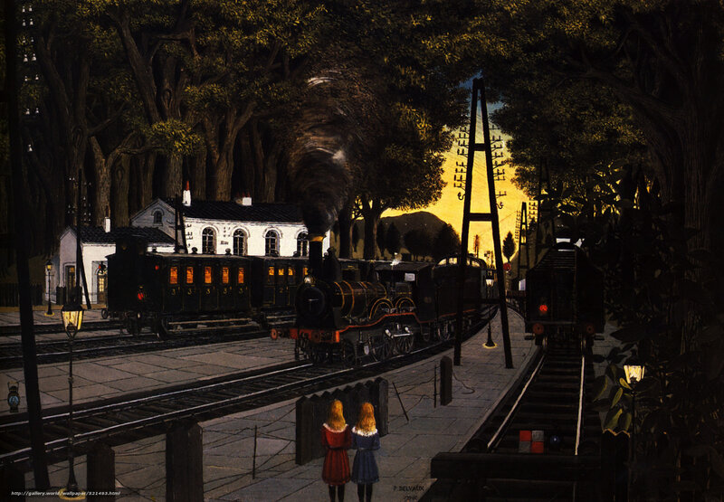 Two Girls Watching Train