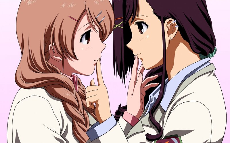 Two Girls Whispering — Pink, Intimate
