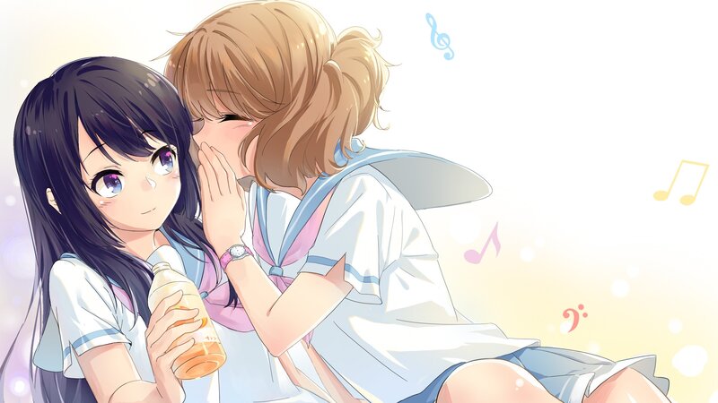 Two Girls Whispering — White, Playful