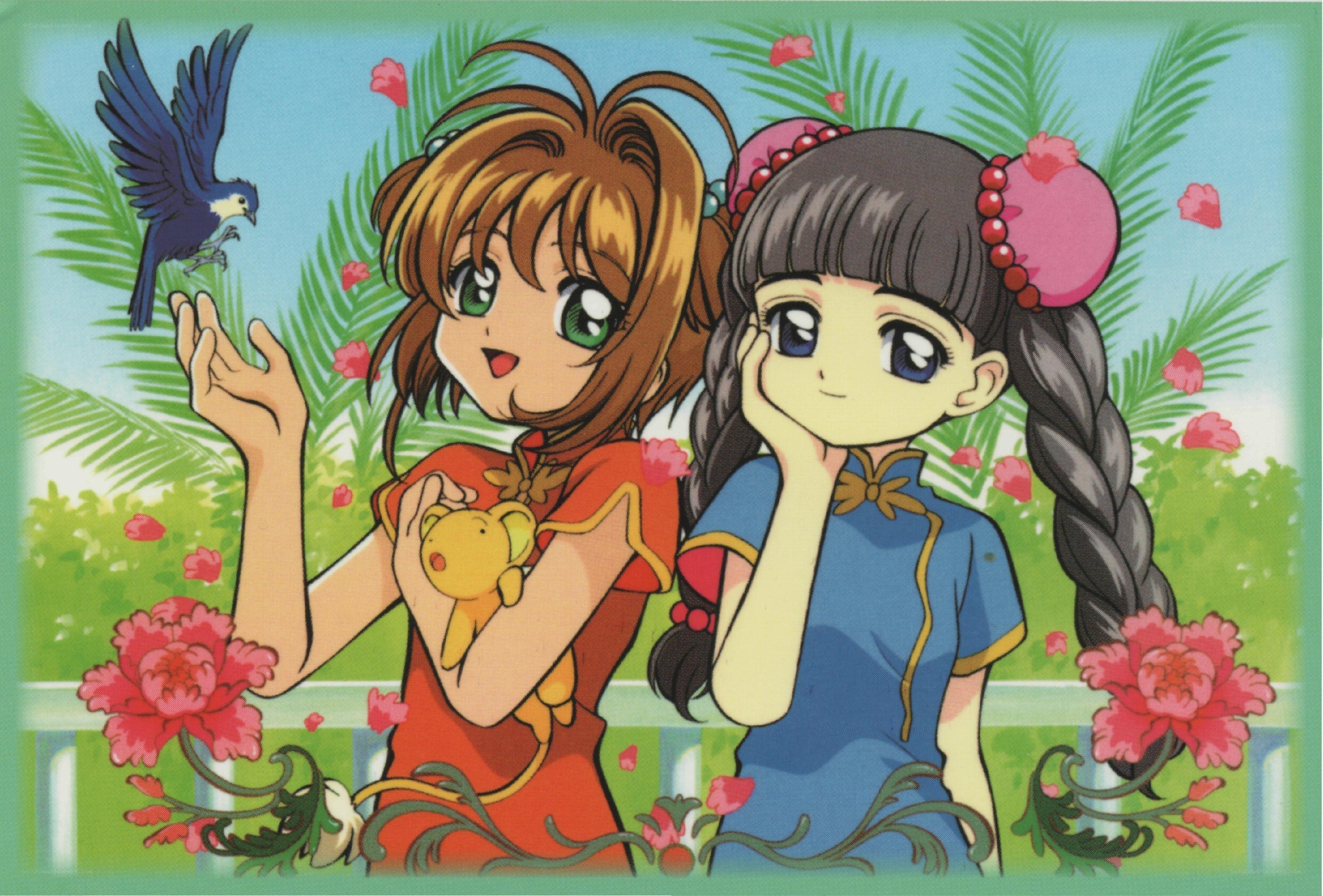Two girls with a bird
