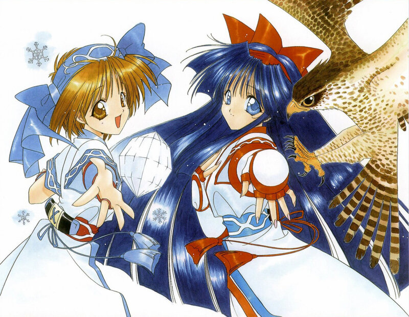 Two Girls with a Bird — Blue, Playful