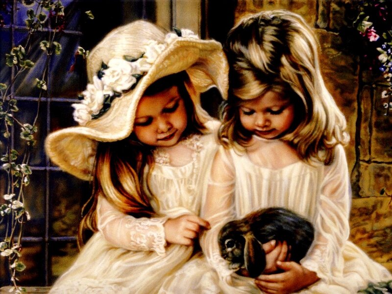 two girls with a bunny