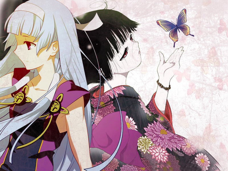 Two girls with a butterfly