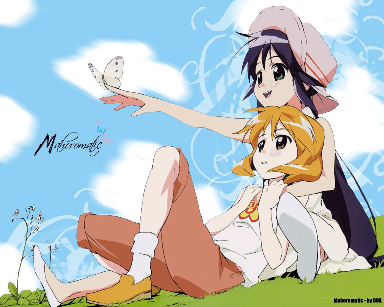 Two girls with a butterfly