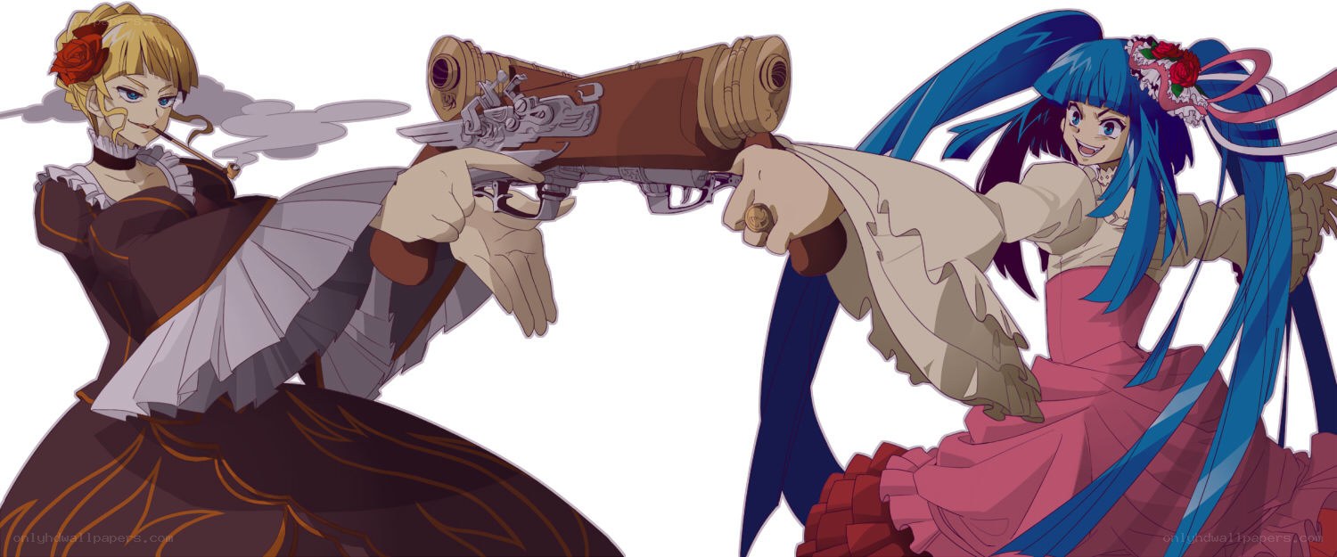 Two girls with a cannon