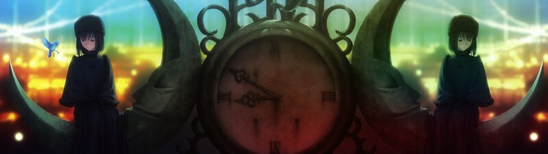 two girls with a clock