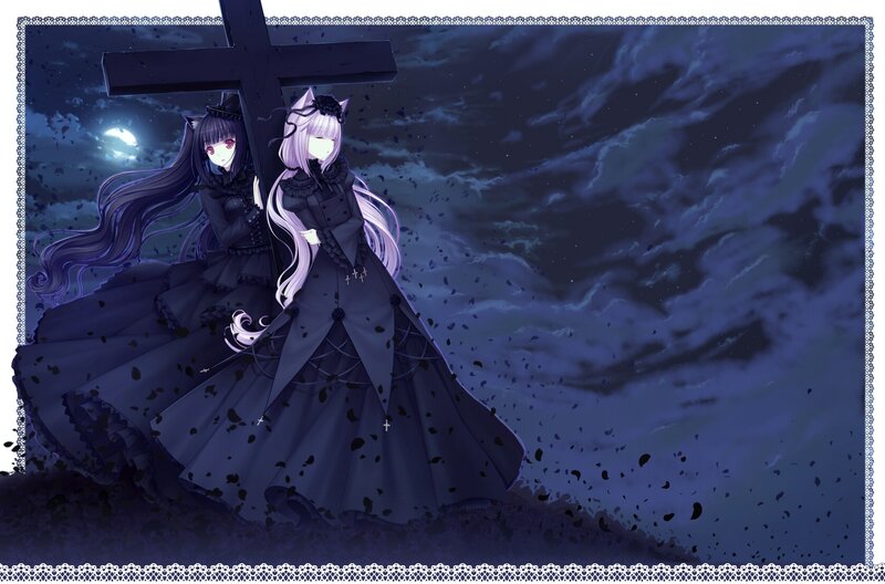Two Girls with a Cross — Black