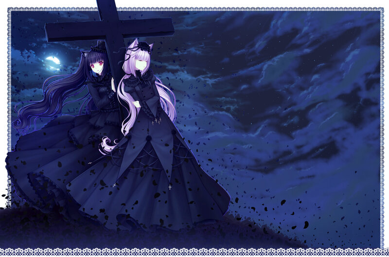 Two Girls with a Cross — Blue
