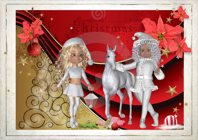 Two Girls with a Horse