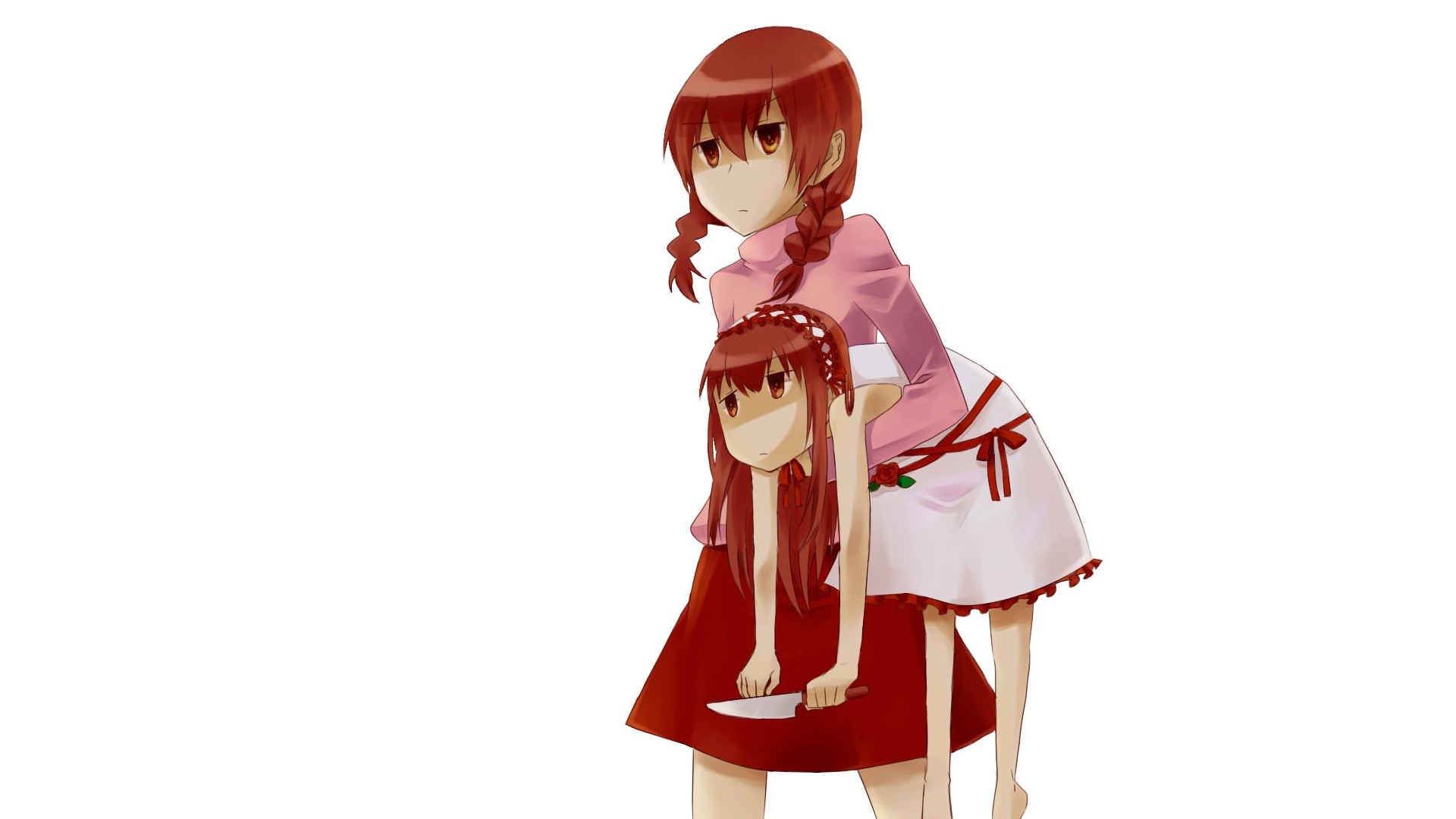 Two girls with a knife