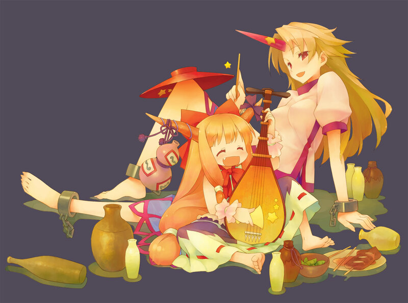 Two girls with a lute and bottles