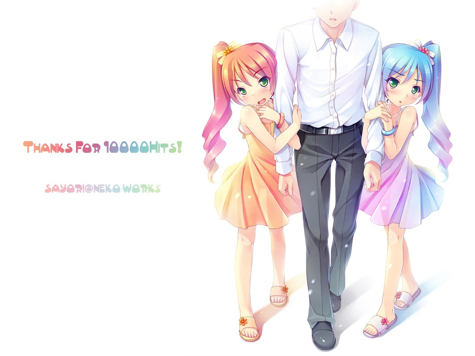Two girls with a man