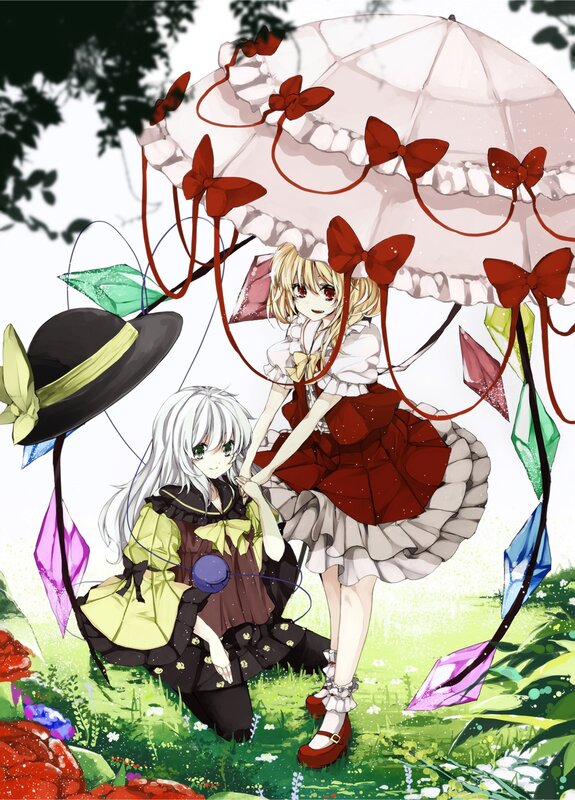 Two girls with a parasol