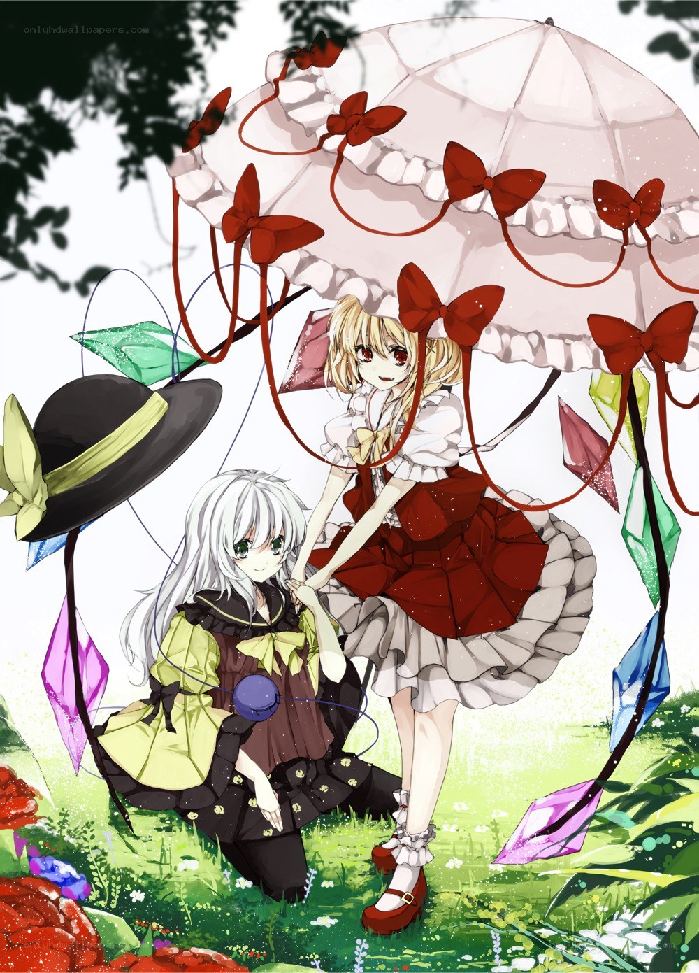 Two girls with a parasol