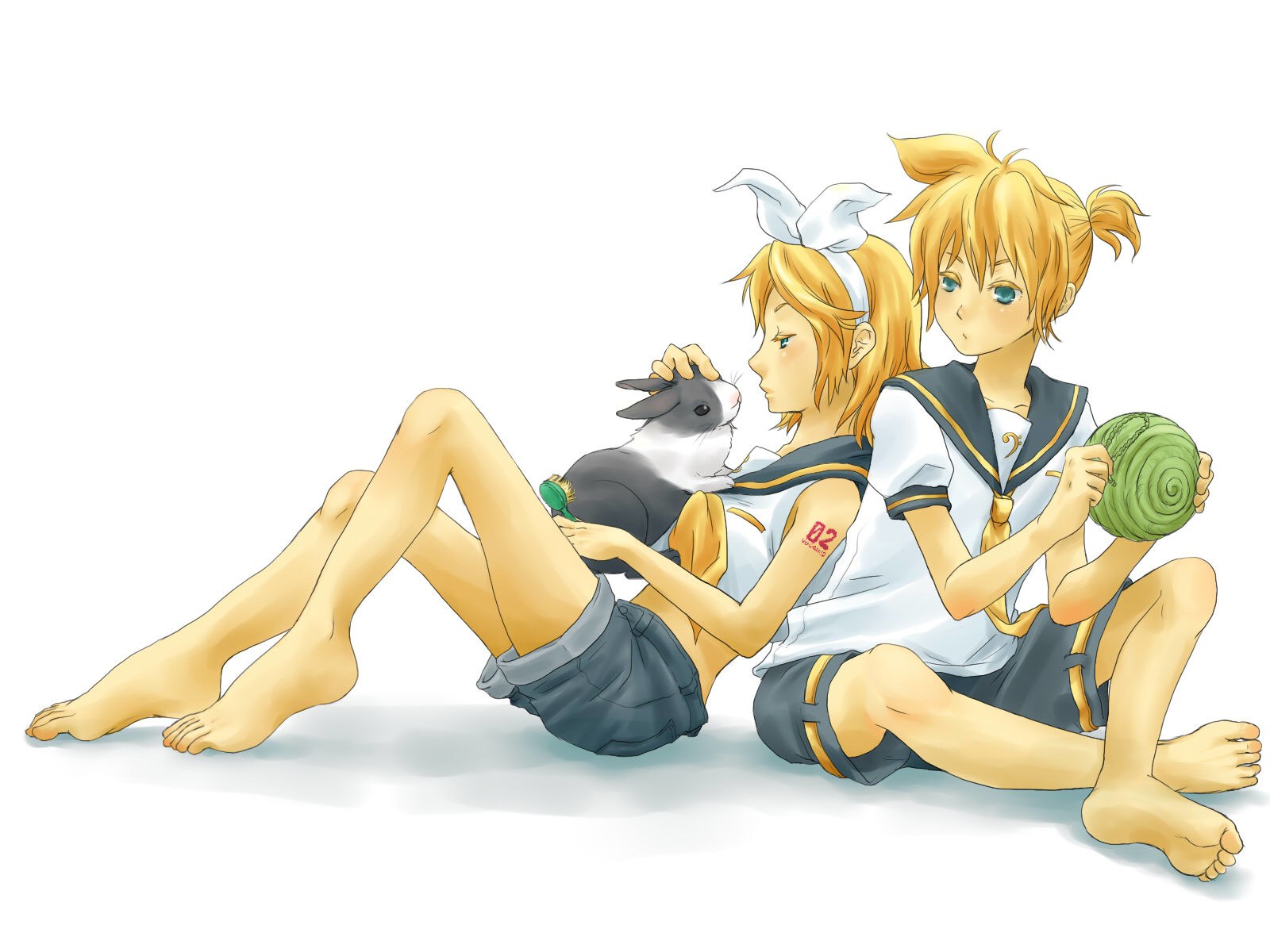 Two girls with a rabbit